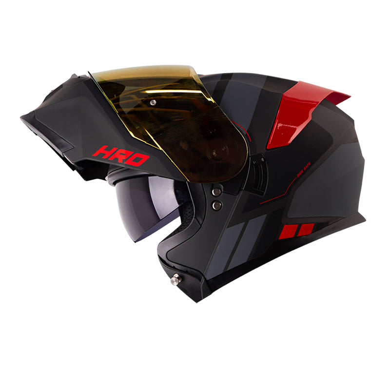 CASCO HRO HRO-3440 DV ROC MATE GRIS OSCURO ROJO VISOR IRIDIUM