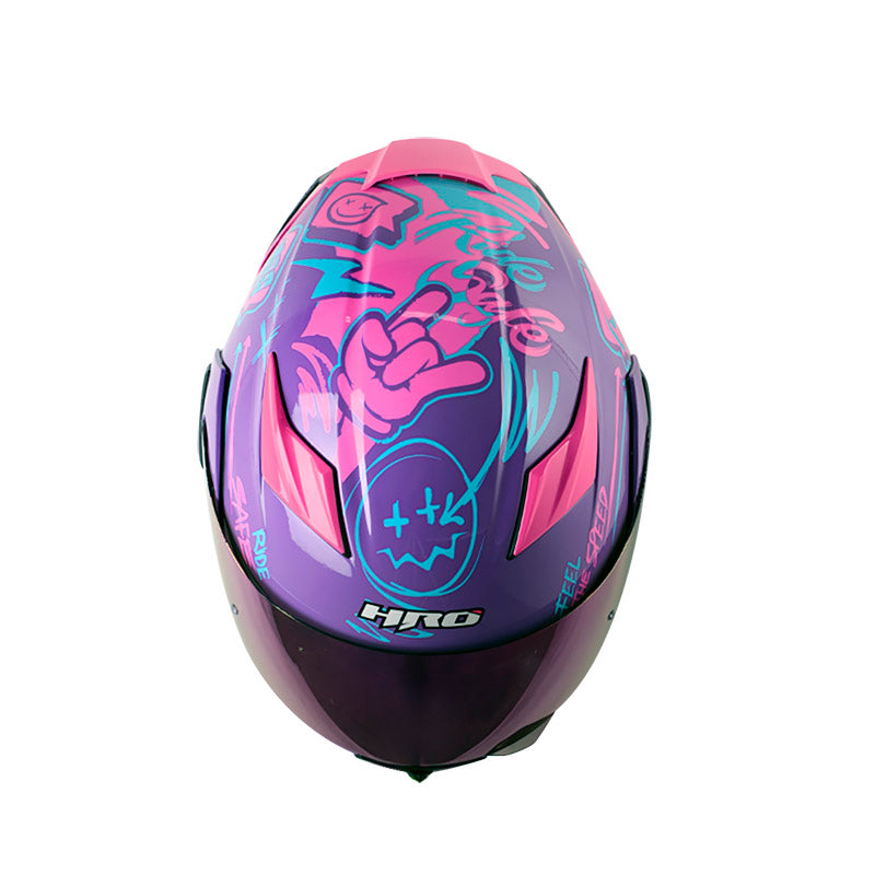 CASCO HRO HRO-3400DV RAZOR MORADO FUCSIA VISOR IRIDIUM