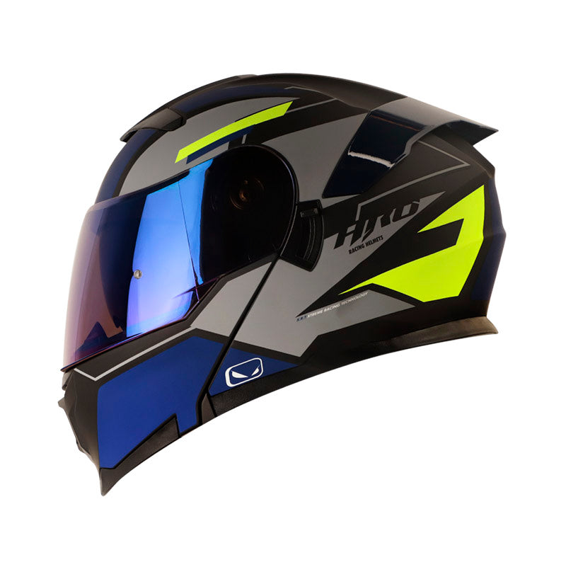 CASCO HRO 3440 DV LAZZAR MATE NEGRO AZUL NAVI VISOR IRIDIUM