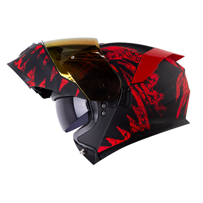 CASCO HRO HRO-3440 DV GRUNGSTER MATE NEGRO ROJO VISOR IRIDIUM