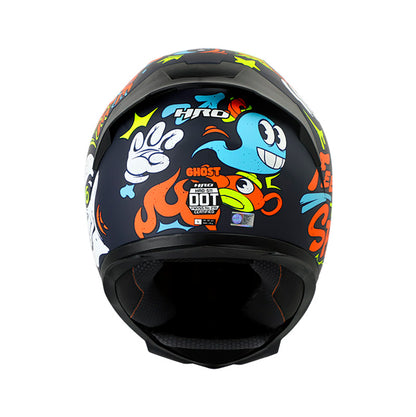 CASCO HRO HRO-511 GHOST MATE AZUL NAVY NARANJA VISOR HUMO