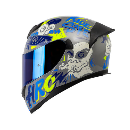 CASCO HRO HRO-511 GHOST GRIS AZUL VISOR HUMO