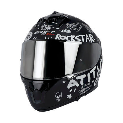 CASCO SHAFT SH-610DV PRO PURO POWER NEGRO BLANCO VISOR PLATA
