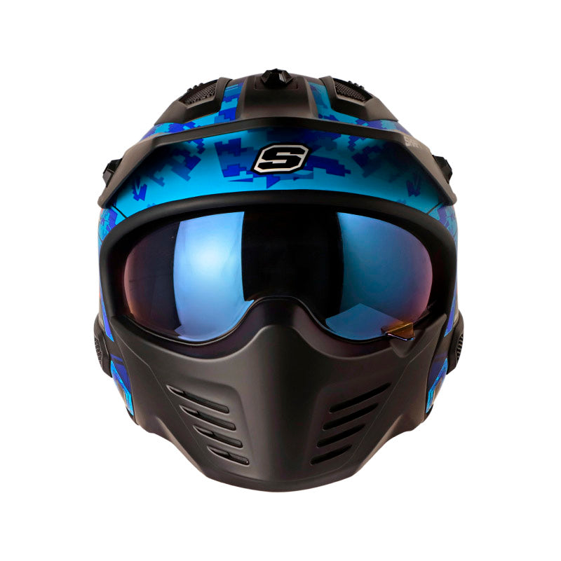 CASCO SHAFT SH-225 PILOT TOP MATE AZUL NARANJA NEON HUMO