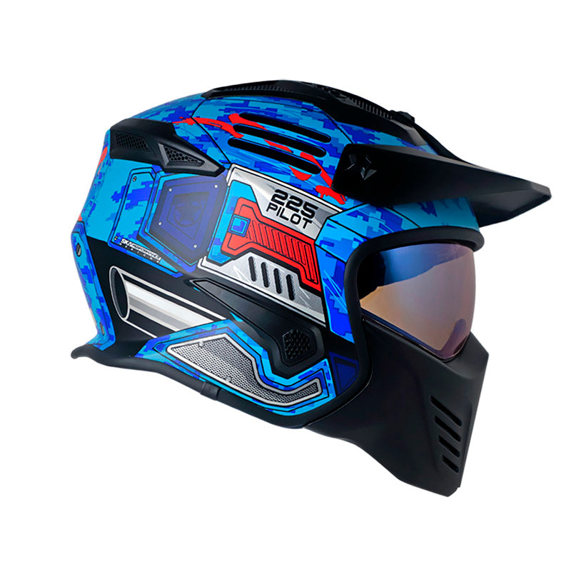 CASCO SHAFT SH-225 PILOT TOP MATE AZUL NARANJA NEON HUMO
