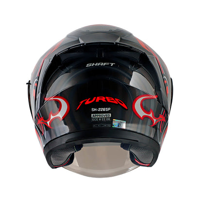 CASCO SHAFT SH-226SP TURBO GRIS OSCURO ROJO VISOR PLATA