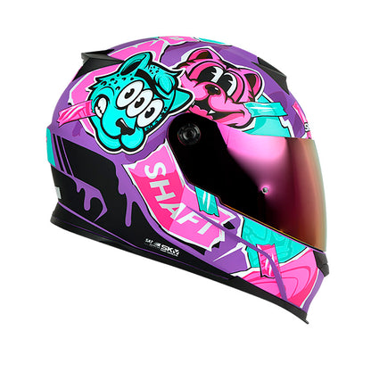 CASCO SHAFT SH-502 PRINT MATE MORADO TURQUESA VISOR IRIDIUM
