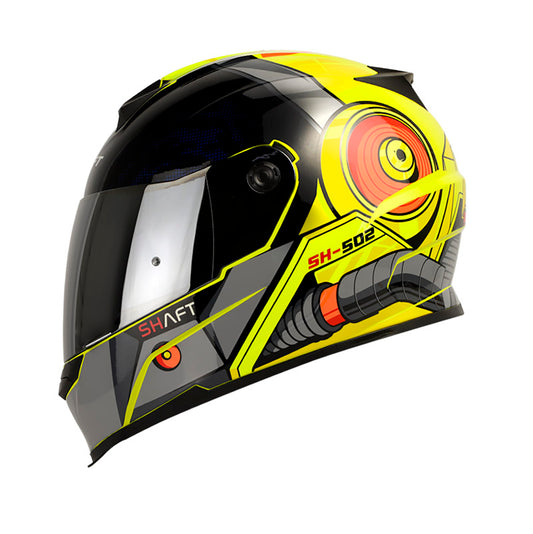 CASCO SHAFT SH-502 STEP MATE AMARILLO NEON GRIS VISOR PLATA