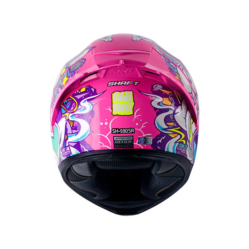 CASCO SHAFT SH-590SR NINJA BUNNY FUCSIA NEON BLANCO IRIDIUM