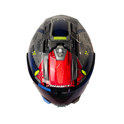 CASCO SHAFT SH-595 OMEGA GRIS ROJO VISOR IRIDIUM AZUL