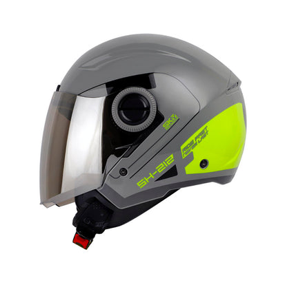 CASCO SHAFT SH-212 LOUVRE BRILLANTE GRIS AMARILLO VISOR HUMO