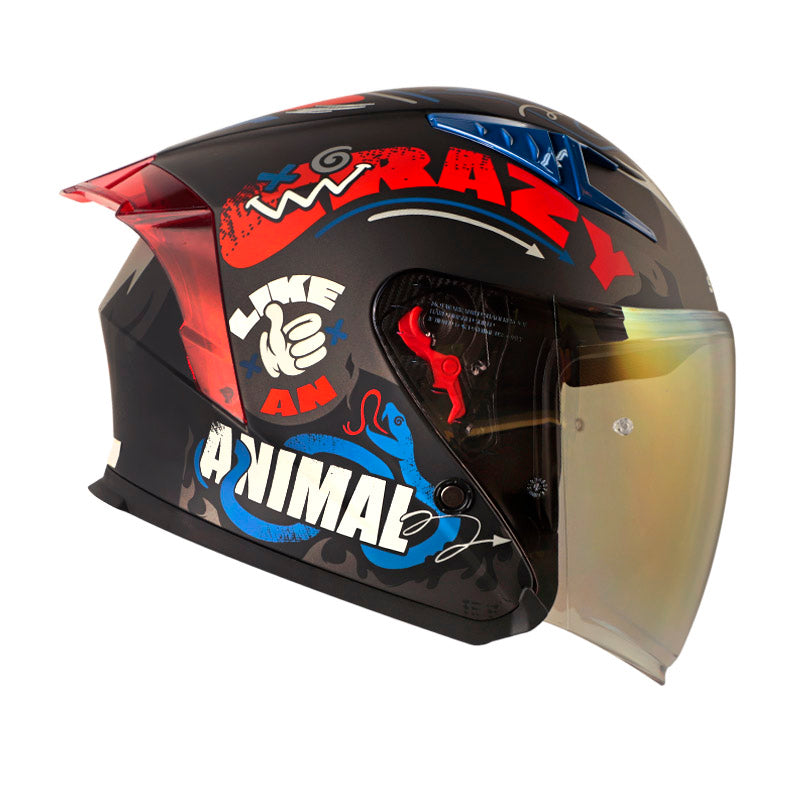 CASCO SHAFT SH-226GT ANYMANIAC MATE NEGRO AZUL VISOR IRIDIUM