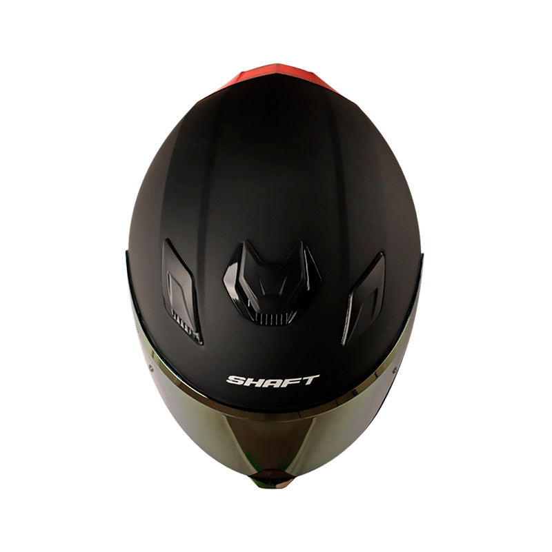 CASCO SHAFT SH-559 SOLID MATE NEGRO ROJO VISOR IRIDIUM ROJO