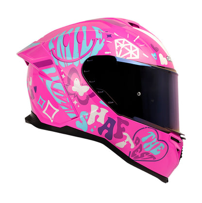 CASCO SHAFT SH-598GTR LOVELY FUCSIA AZUL VISOR IRIDIUM AZUL