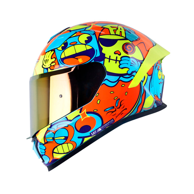 CASCO SHAFT SH-559 DIMON AZUL CLARO NARANAJA NEON IRIDIUM