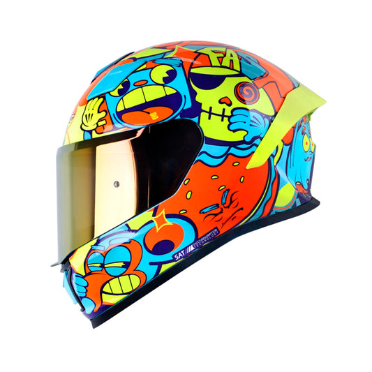 CASCO SHAFT SH-559 DIMON AZUL CLARO NARANAJA NEON IRIDIUM