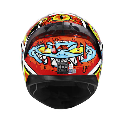 CASCO SHAFT SH-582SP COMIC MONSTER NEGRO NARANJA NEON