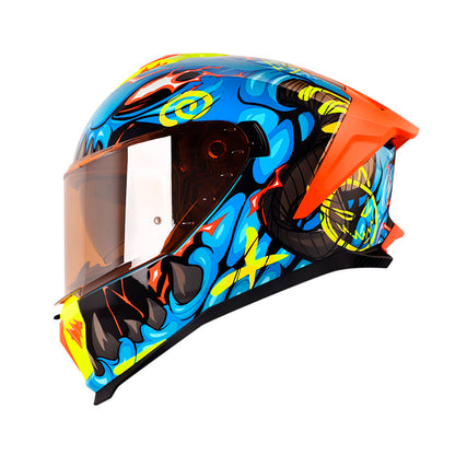 CASCO SHAFT SH-611RS PRO DRAKON AZUL NEGRO VISOR IRIDIUM