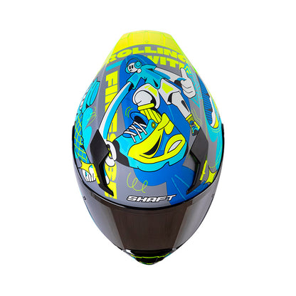 CASCO SHAFT SH-562R FAST FOOT MATE GRIS AZUL VISOR IRIDIUM