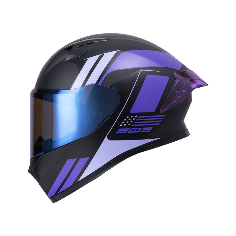 CASCO ICH-503 NEZA MATE NEGRO LILA VISOR AZUL