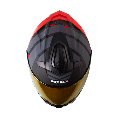CASCO HRO HRO-3440 DV ROC MATE GRIS OSCURO ROJO VISOR IRIDIUM