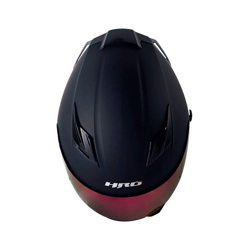 CASCO HRO HRO-514DV SOLID MATE NEGRO ROJO VISOR IRIDIUM ROJO