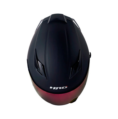 CASCO HRO HRO-514DV SOLID MATE NEGRO ROJO VISOR IRIDIUM ROJO