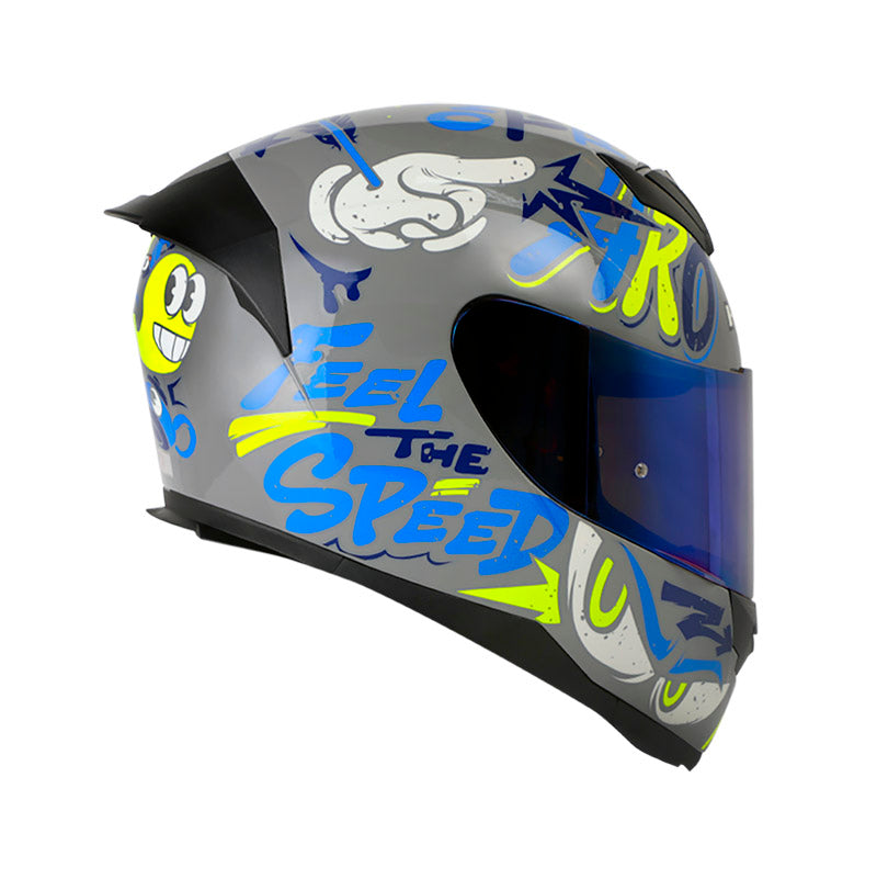 CASCO HRO HRO-511 GHOST GRIS AZUL VISOR HUMO