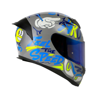CASCO HRO HRO-511 GHOST GRIS AZUL VISOR HUMO
