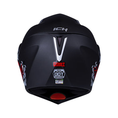 CASCO ICH ICH-3110DV GUINZ MATE NEGRO ROJO VISOR HUMO