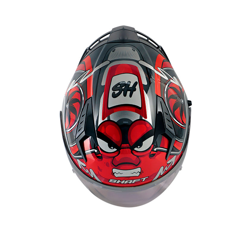 CASCO SHAFT SH-226SP TURBO GRIS OSCURO ROJO VISOR PLATA