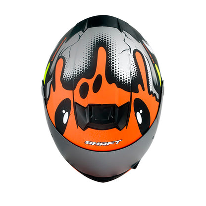 CASCO SHAFT SH-502 SMILEY MATE NEGRO NARANJA VISOR PLATA