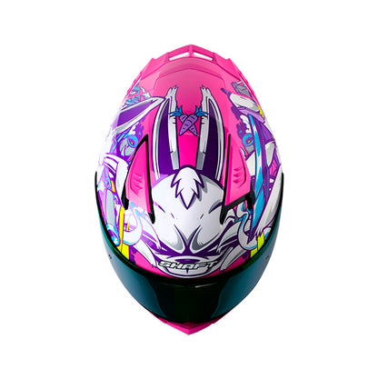 CASCO SHAFT SH-590SR NINJA BUNNY FUCSIA NEON BLANCO IRIDIUM