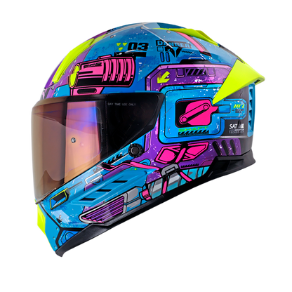 CASCO SHAFT SH-595 OMEGA AZUL MORADO VISOR IRIDIUM AZUL