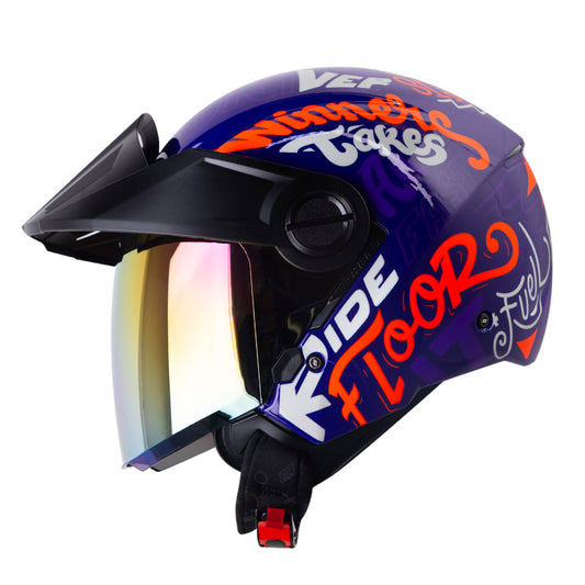 CASCO SHAFT SH-212 RACER MORADO AZUL CLARO VISOR IRIDIUM