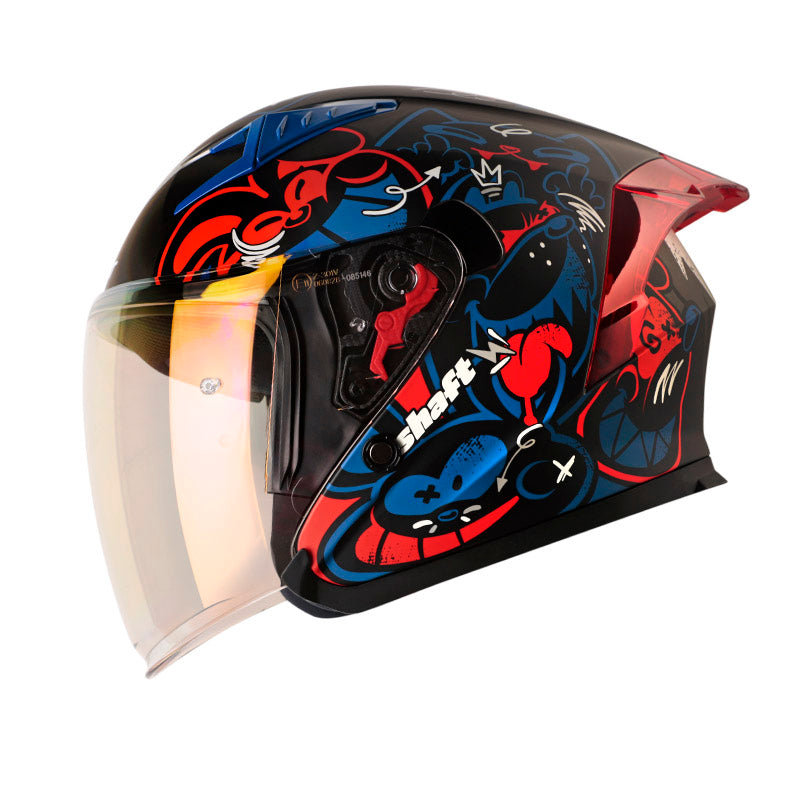 CASCO SHAFT SH-226GT ANYMANIAC MATE NEGRO AZUL VISOR IRIDIUM