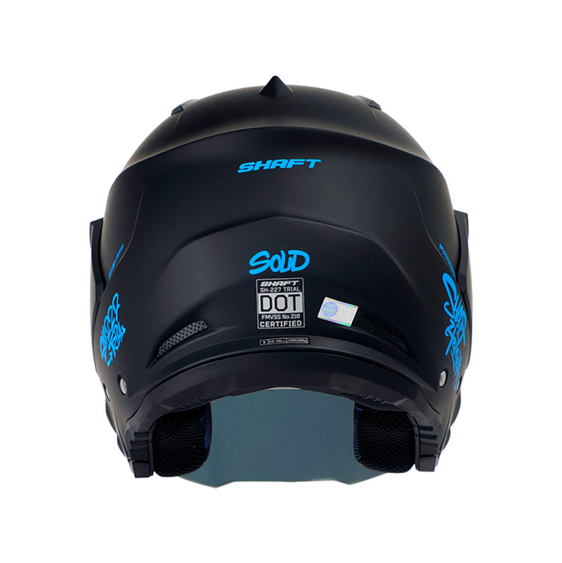 CASCO SHAFT SH-227 TRIAL SOLID MATE NEGRO AZUL VISOR IRIDIUM