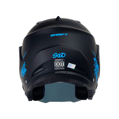 CASCO SHAFT SH-227 TRIAL SOLID MATE NEGRO AZUL VISOR IRIDIUM