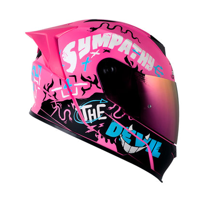 CASCO SHAFT SH-502SP DEVIL MATE FUCSIA AZUL VISOR IRIDIUM