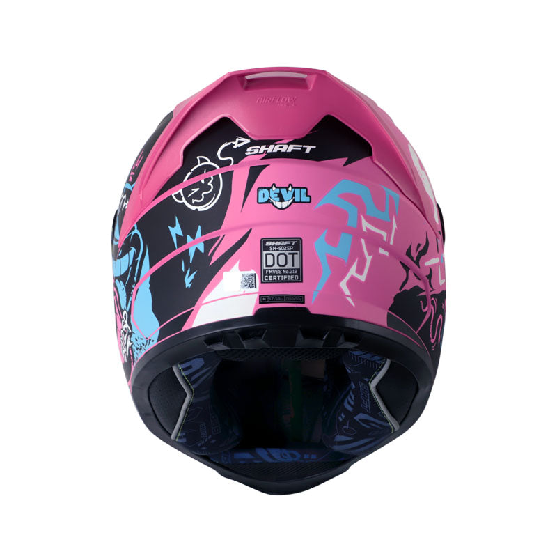 CASCO SHAFT SH-502SP DEVIL MATE FUCSIA AZUL VISOR IRIDIUM
