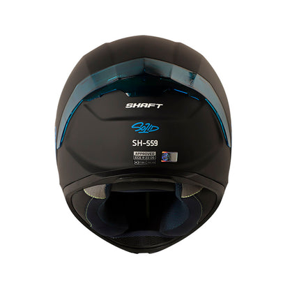 CASCO SHAFT SH-559 SOLID MATE NEGRO AZUL VISOR IRIDIUM AZUL