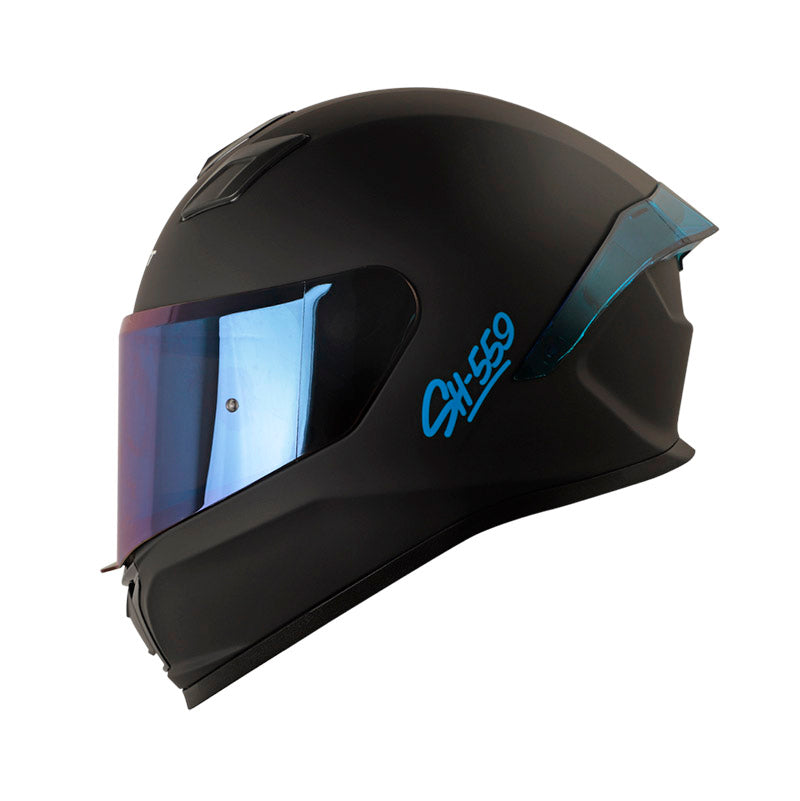 CASCO SHAFT SH-559 SOLID MATE NEGRO AZUL VISOR IRIDIUM AZUL
