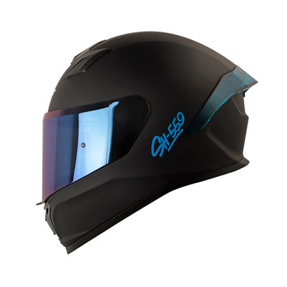 CASCO SHAFT SH-559 SOLID MATE NEGRO AZUL VISOR IRIDIUM AZUL