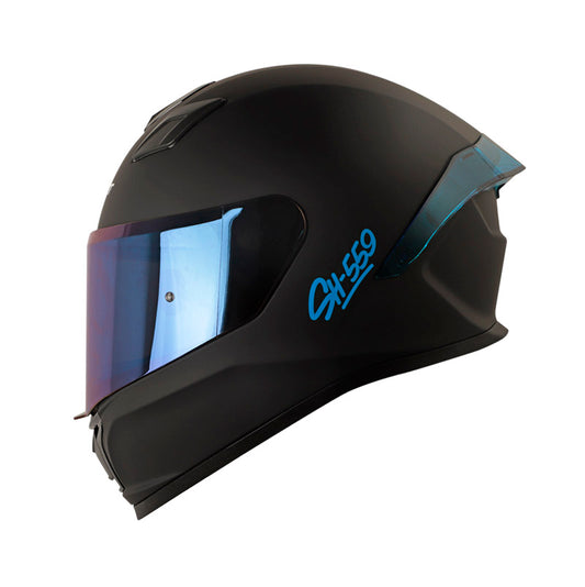 CASCO SHAFT SH-559 SOLID MATE NEGRO AZUL VISOR IRIDIUM AZUL