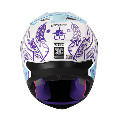 CASCO SHAFT SH-560 MARINE BLANCO AZUL VISOR IRIDIUM MORADO