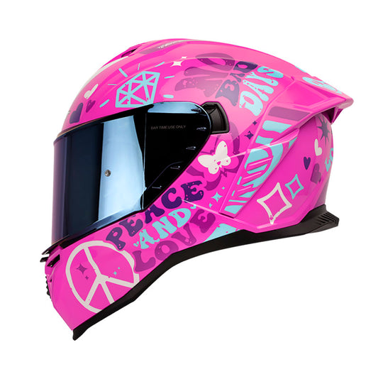 CASCO SHAFT SH-598GTR LOVELY FUCSIA AZUL VISOR IRIDIUM AZUL