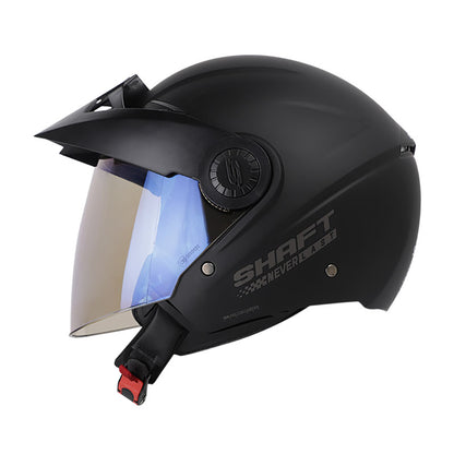 CASCO SHAFT SH-211 SOLID MATE NEGRO NEGRO VISOR IRIDIUM AZUL