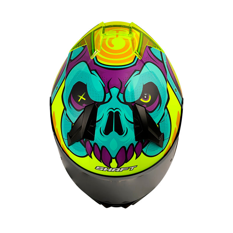 CASCO SHAFT SH-560 ASTRO SKULL MORADO TURQUESA VISOR PLATA