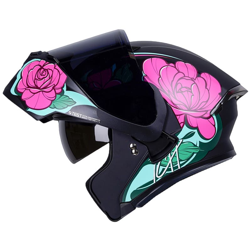 CASCO ICH ICH-3120DV FLOWRISH MATE NEGRO FUCSIA VISOR HUMO