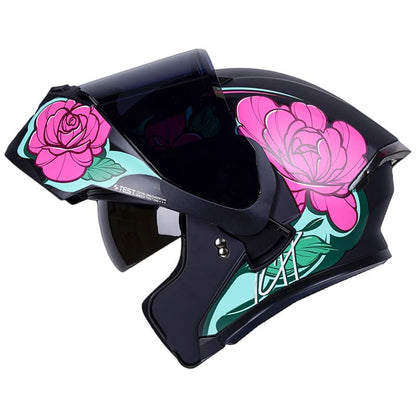 CASCO ICH ICH-3120DV FLOWRISH MATE NEGRO FUCSIA VISOR HUMO